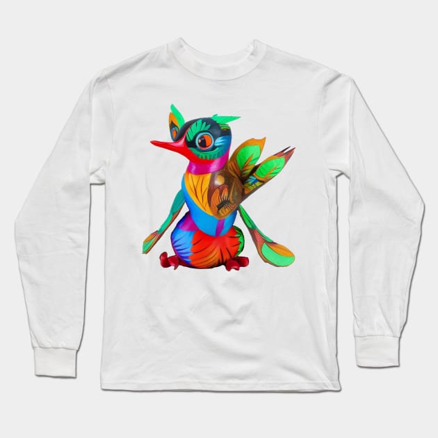 Hummingbird alebrije, AI art Long Sleeve T-Shirt by Dendros-Studio